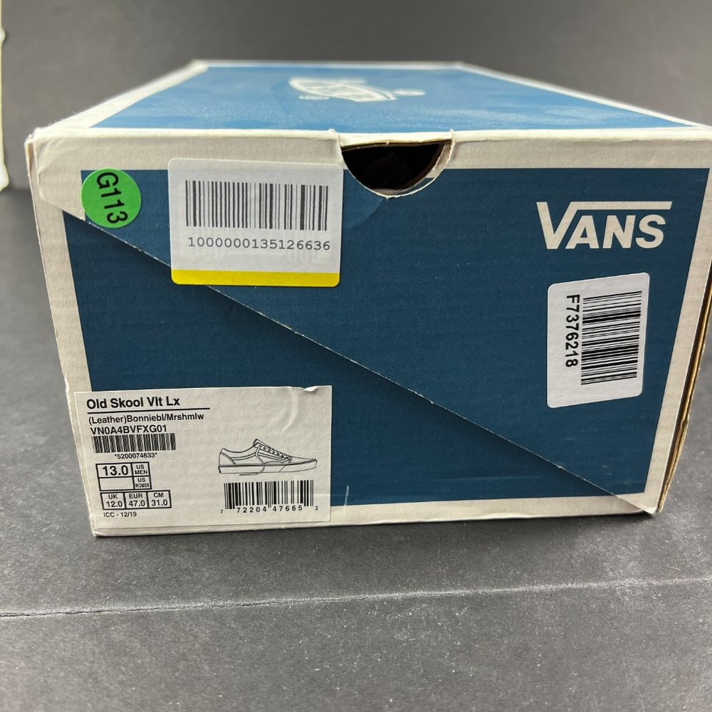 VANS Shoe Men Old Skool Vault Leather White Bonnie Blue Sneaker VN0A4BVFXG01 - Picture 14 of 14